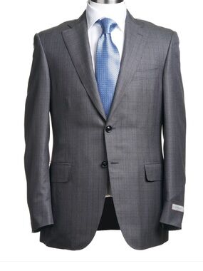 Canali Navy Two-Button Wool Suit Jacket